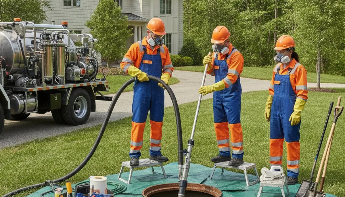 San Diego, CA plumber cleaning a residential septic tank for emergency plumbing service